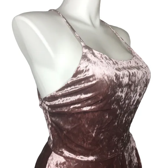Trac Mauve Crushed Velvet Mini Dress - Size 1XL