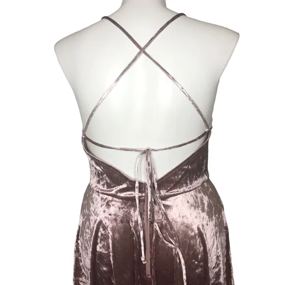 Trac Mauve Crushed Velvet Mini Dress - Size 1XL