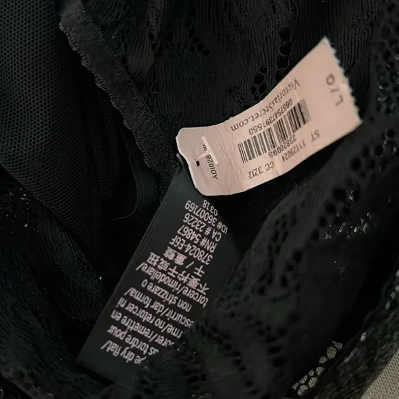 Victoria’s Secret Black Metallic Palm Lace Strappy Bodysuit