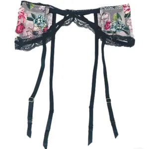 Victoria's Secret Garter Belt Very Sexy Lingerie Black Floral M/L
