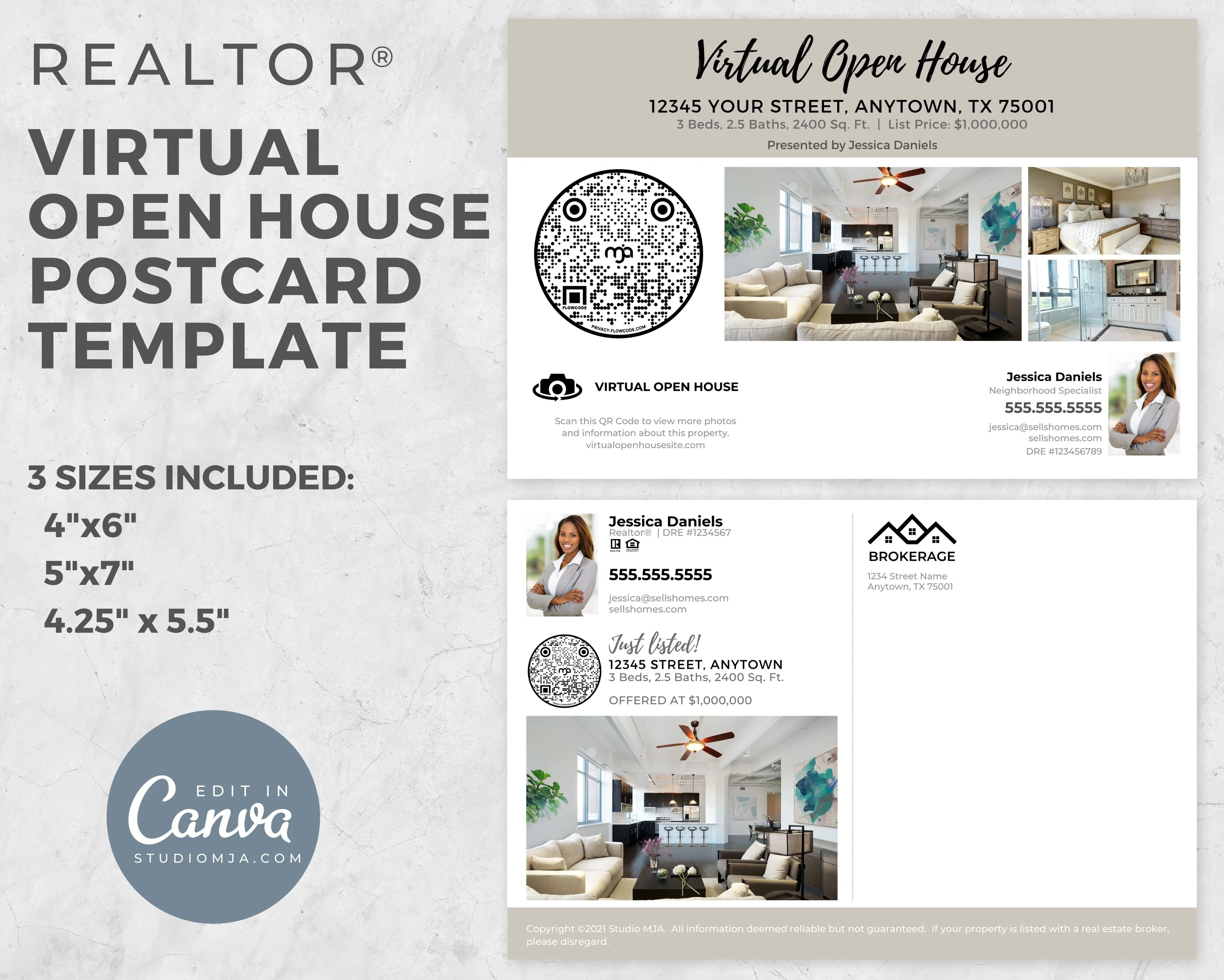 Virtual Open House Postcard | Real Estate Postcard Template