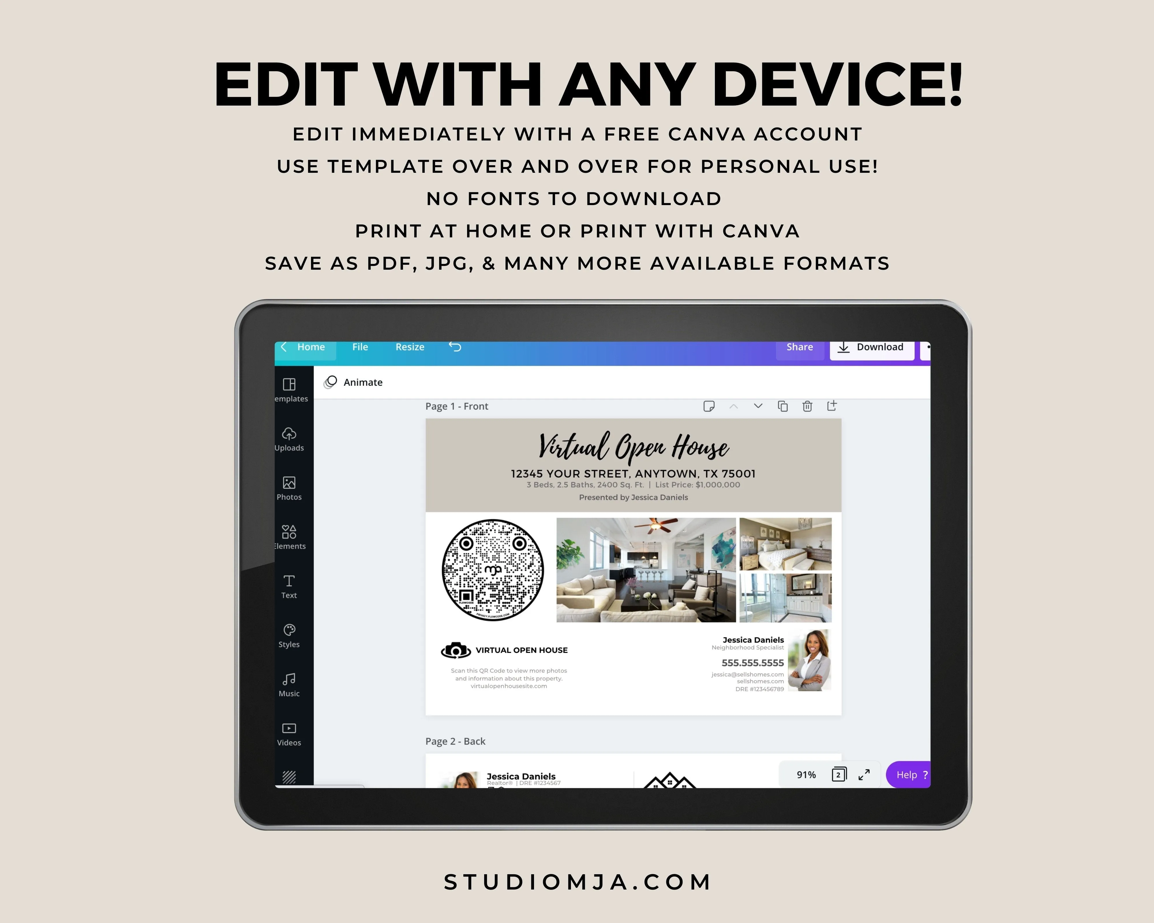 Virtual Open House Postcard | Real Estate Postcard Template