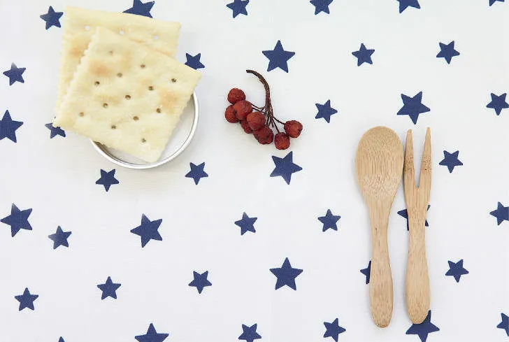 Waterproof Fabric Navy Stars on White By the Yard 47790