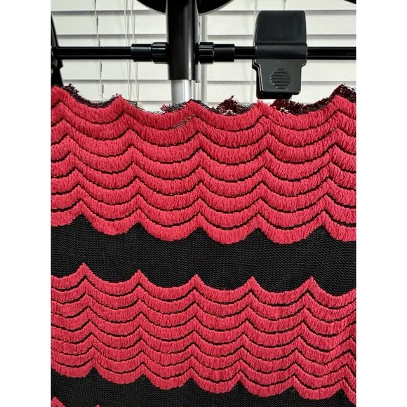 Women's Nora.z Paris Boutique Red &amp; Black Maxi Dress Size Large Sheer Hem Prom