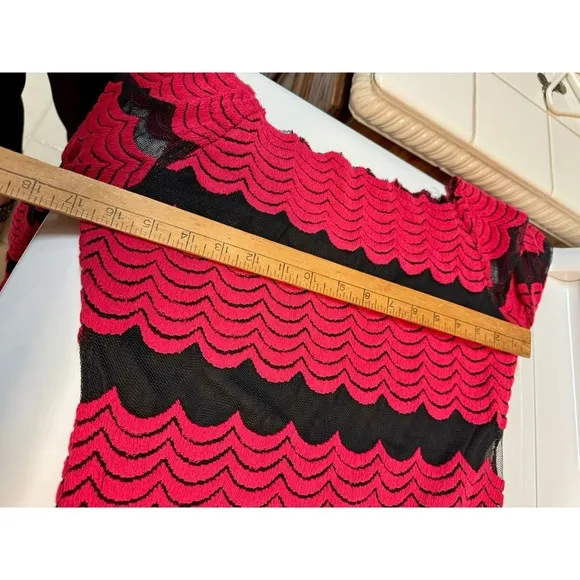 Women's Nora.z Paris Boutique Red &amp; Black Maxi Dress Size Large Sheer Hem Prom