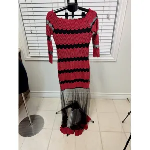 Women's Nora.z Paris Boutique Red &amp; Black Maxi Dress Size Large Sheer Hem Prom