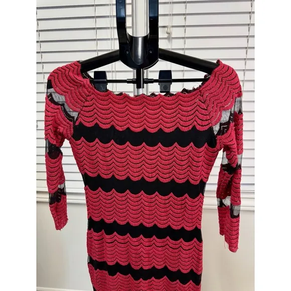 Women's Nora.z Paris Boutique Red &amp; Black Maxi Dress Size Large Sheer Hem Prom