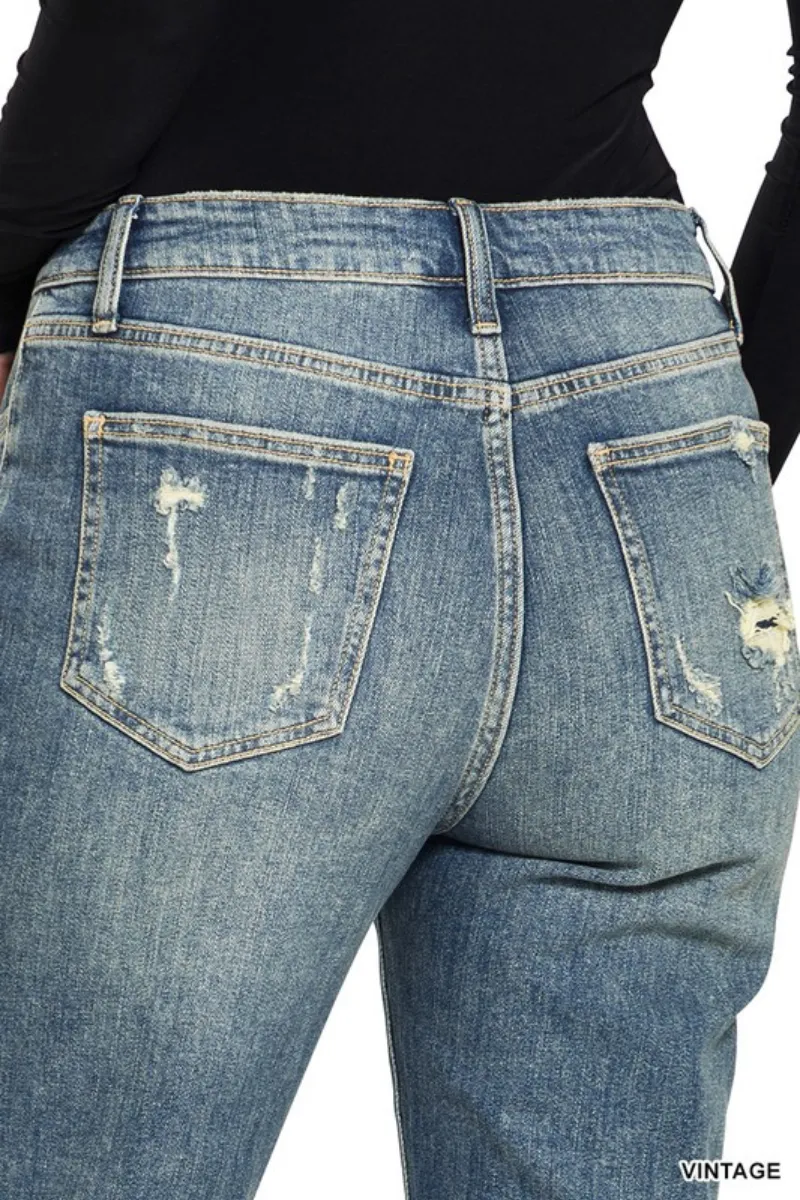 Zenana Boyfriend Cuff Jeans