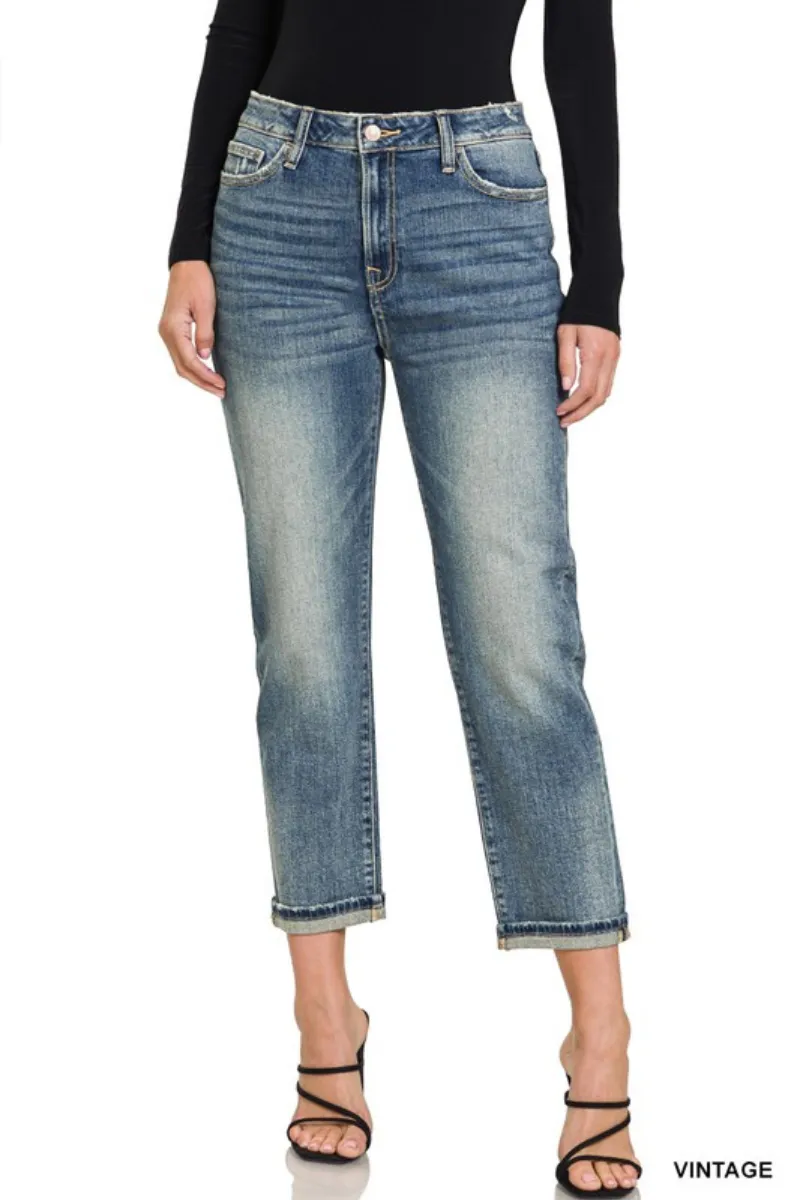 Zenana Boyfriend Cuff Jeans
